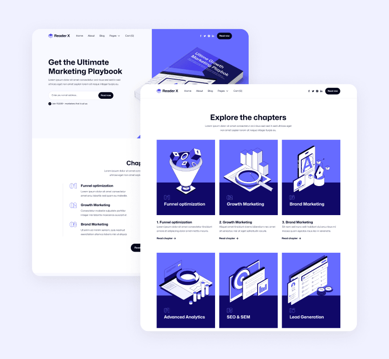 Reader X - 12 Pages Included - Ebook Webflow Template