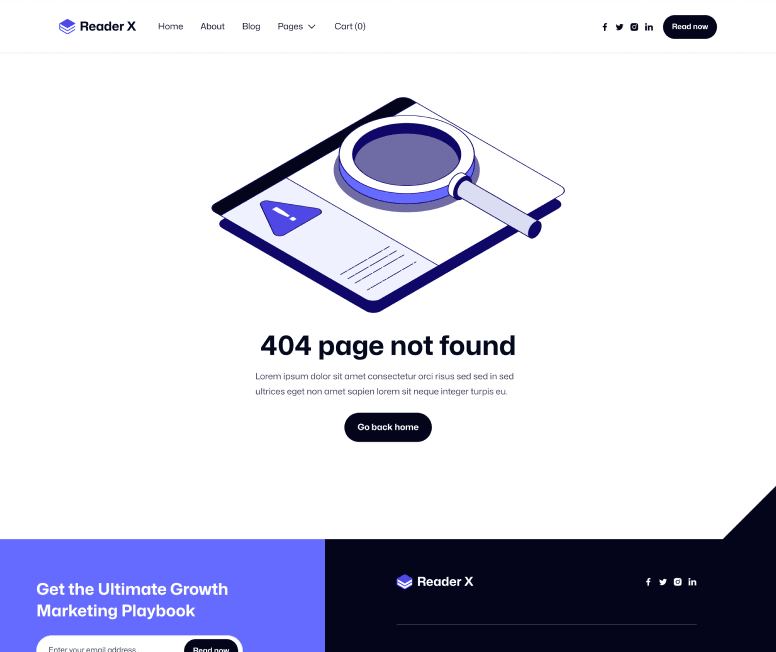 Reader X - 404 Utility Page - Ebook Webflow Template