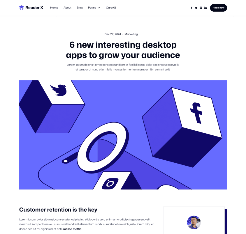 Reader X - Blog Post Page - Ebook Webflow Template