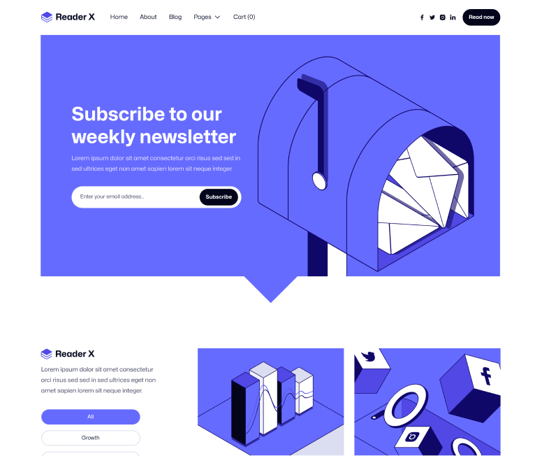 Reader X - Blog V2 Main Page - Ebook Webflow Template