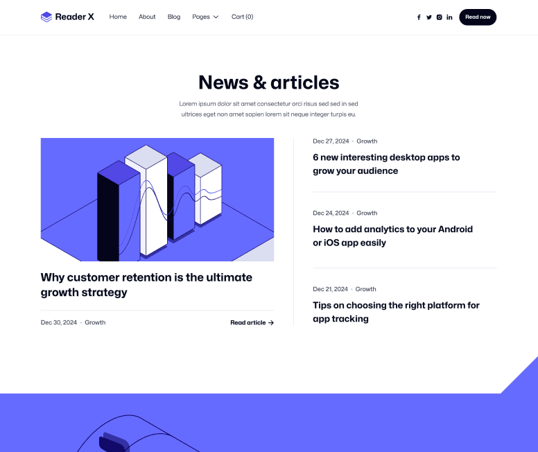 Reader X - Blog V3 Main Page - Ebook Webflow Template