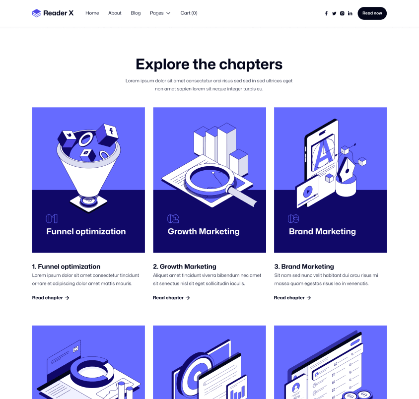 Reader X - Chapters Page - Ebook Webflow Template