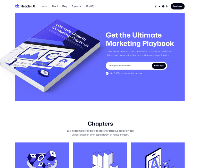 Reader X - Home V2 Main Page - Ebook Webflow Template