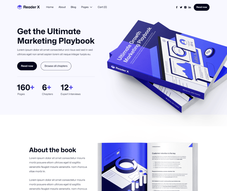 Reader X - Home V3 Main Page - Ebook Webflow Template
