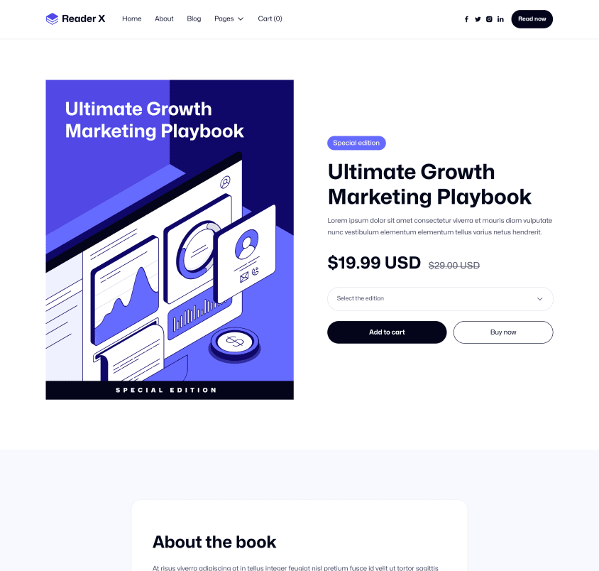 Reader X - Product Page - Ebook Webflow Template