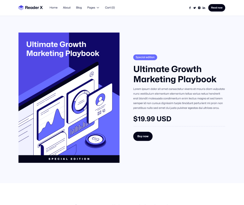 Reader X - Shop Main Page - Ebook Webflow Template