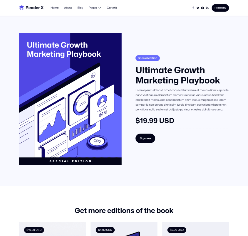 Reader X - Shop Page - Ebook Webflow Template