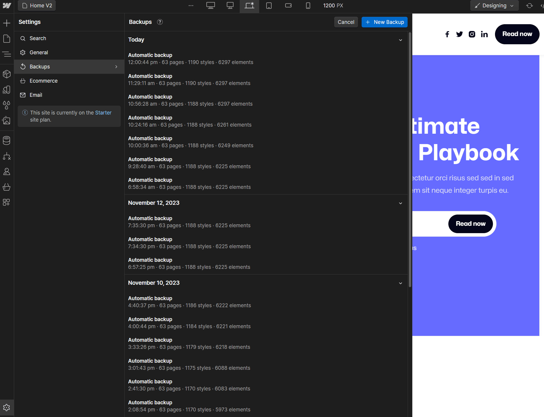Start Here Backups - Reader X Webflow Template